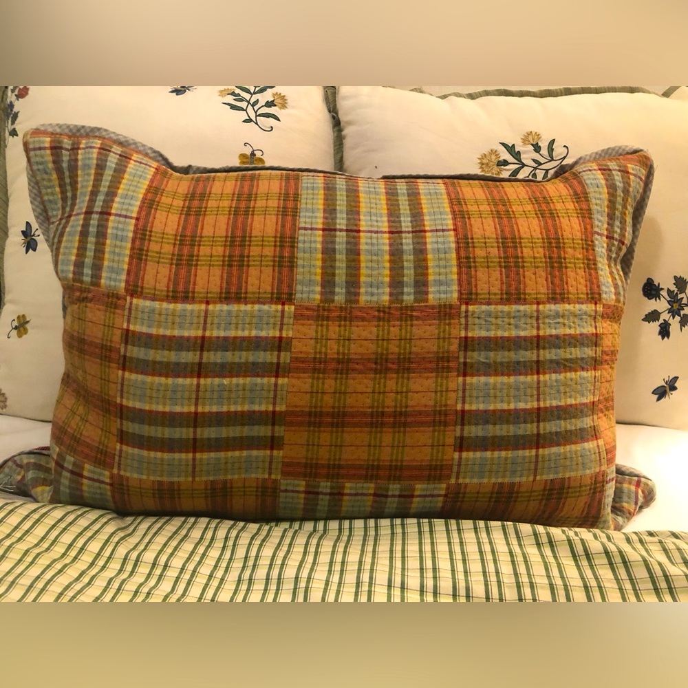 Pierre Frey plaid quoted single oblong bed pillow